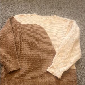 Colorblock Sweater in Brown and Cream